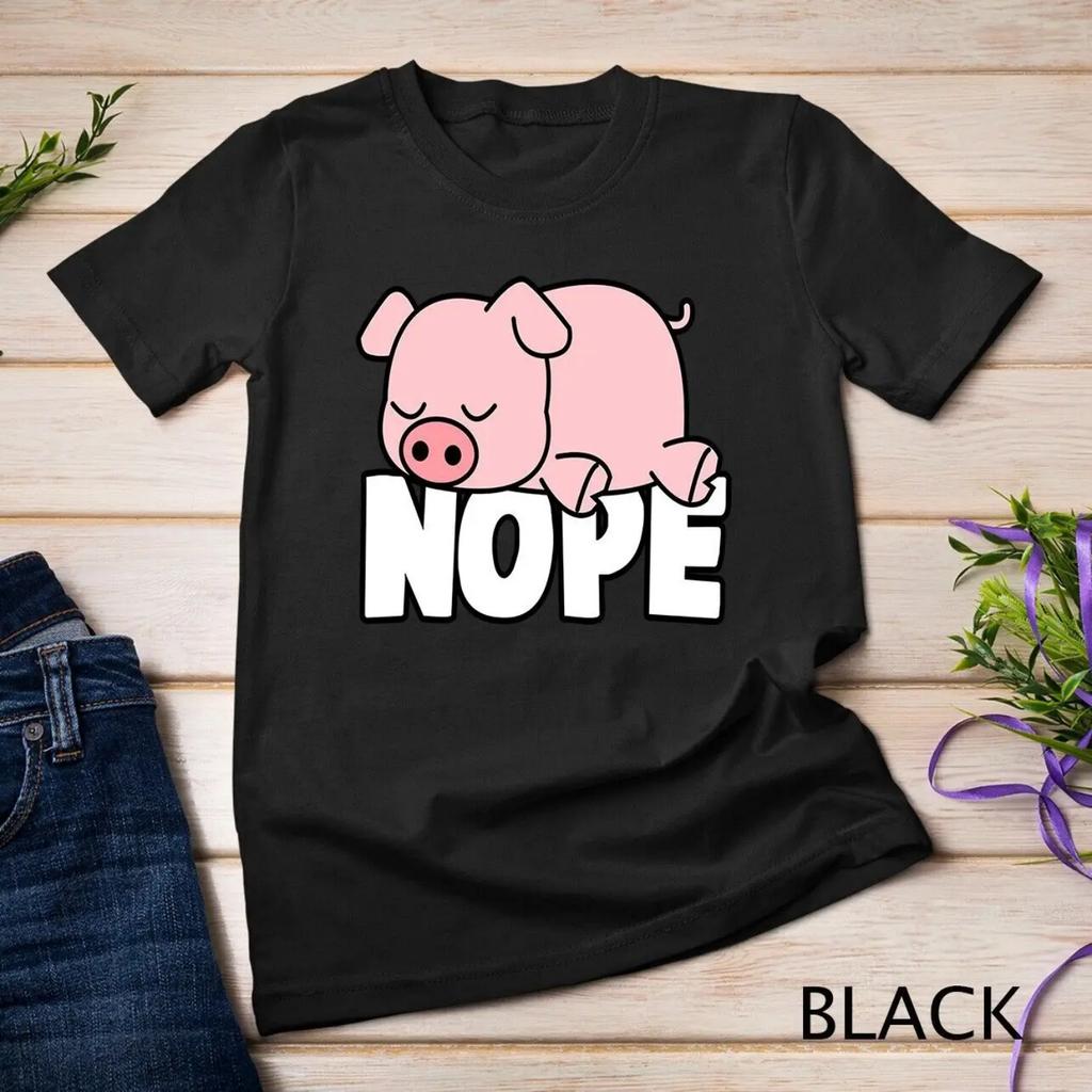 Napping Pig T Shirt Funny Nope Lazy Piggy Lover Pets Fan