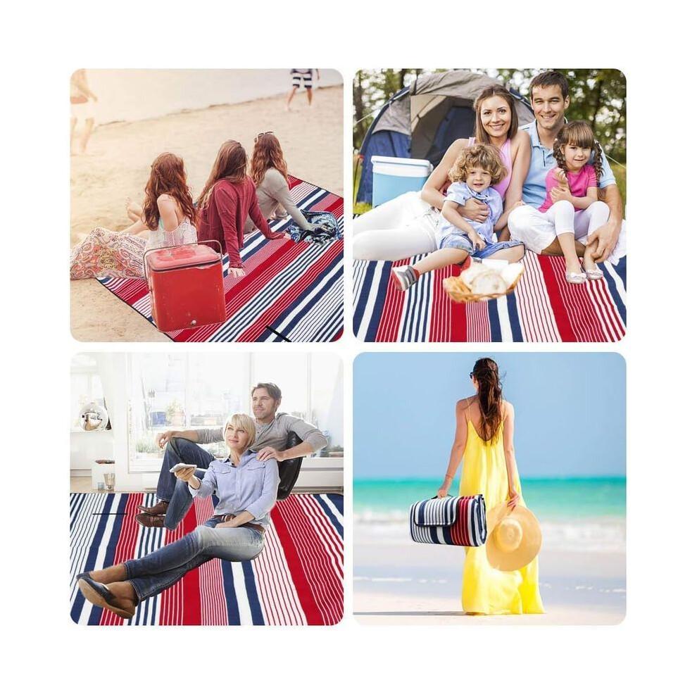 200x200cm Thickened Picnic Mat, Waterproof Large Portable Fleece Beach Blanket for Outdoor Camping BBQ Summer