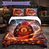 Juego de Cama de 3 Piezas con Patrón del Manchester United Suave Microfibra Funda Nórdica con Fundas de Almohada para Dormitorio