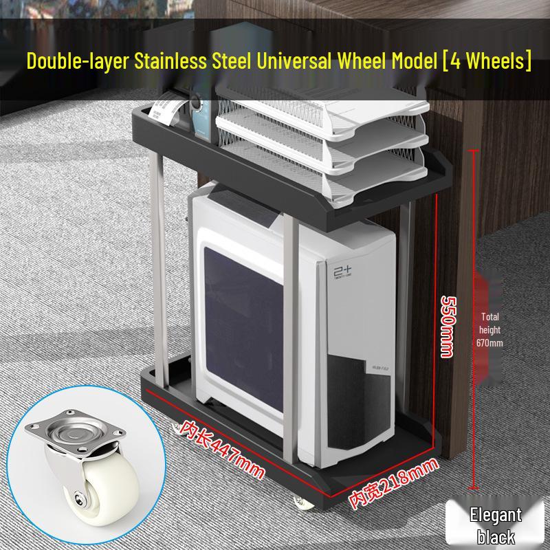 Double-Layer Desktop Computer Stand with Cooling and Storage