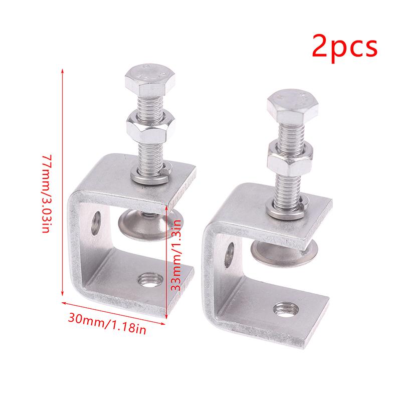 2/4 Bucăți Cleme Tip C din Oțel Inoxidabil Maxilar Rezistent la Coroziune Anti-Rugină Șurub de Poziționare Reglabil Pentru Suporturi Fixe de Birou