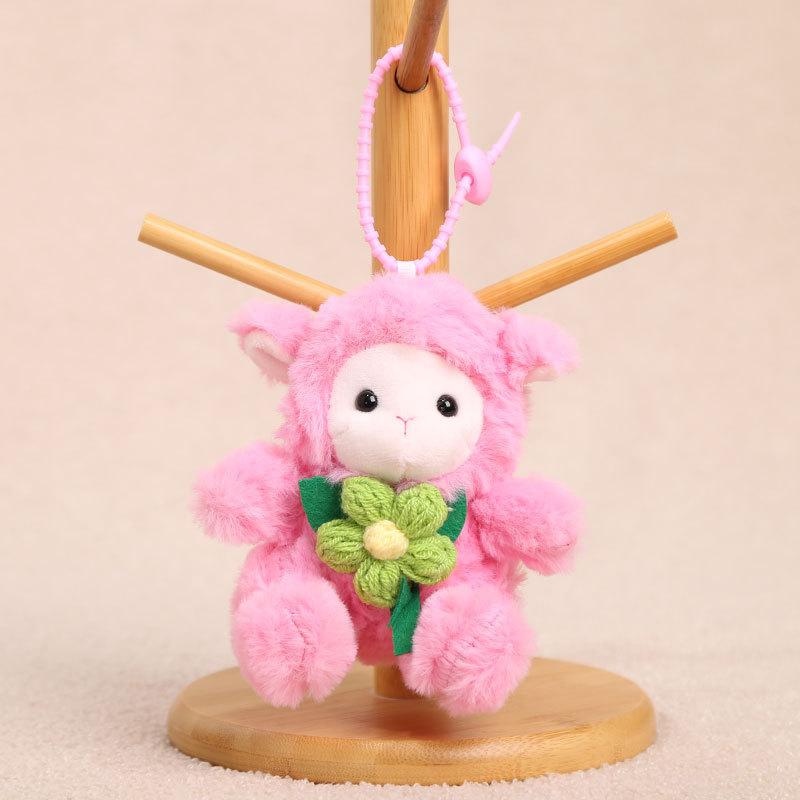 Plush Sheep Keychain With Knitted Flower Design For Girls And Women Accessories