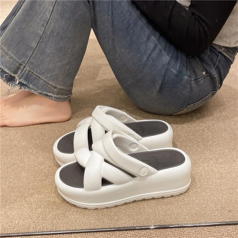 Fashion Women Platform Slippers Summer Sandals 2 Way Wear Fashion Street Wedges Shoes Soft EVA Girls Indoor Beach Slides