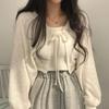 Dünne weiße Strickjacke Frauen Sommer Sonnencreme Lace Up Strickwaren Dame koreanischen Stil Casual Laterne Ärmel kurze Sonne geschützt