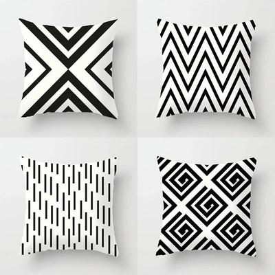 Black and  White Geometric Cushion Cover Small Throw Pillow    Sofa  Square