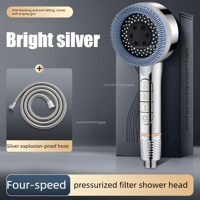 Shower Head Bathroom Showers High-Pressure Gun Gray Shower Head 4 Modes Water Saving Handheld for Bathroom Accessories
