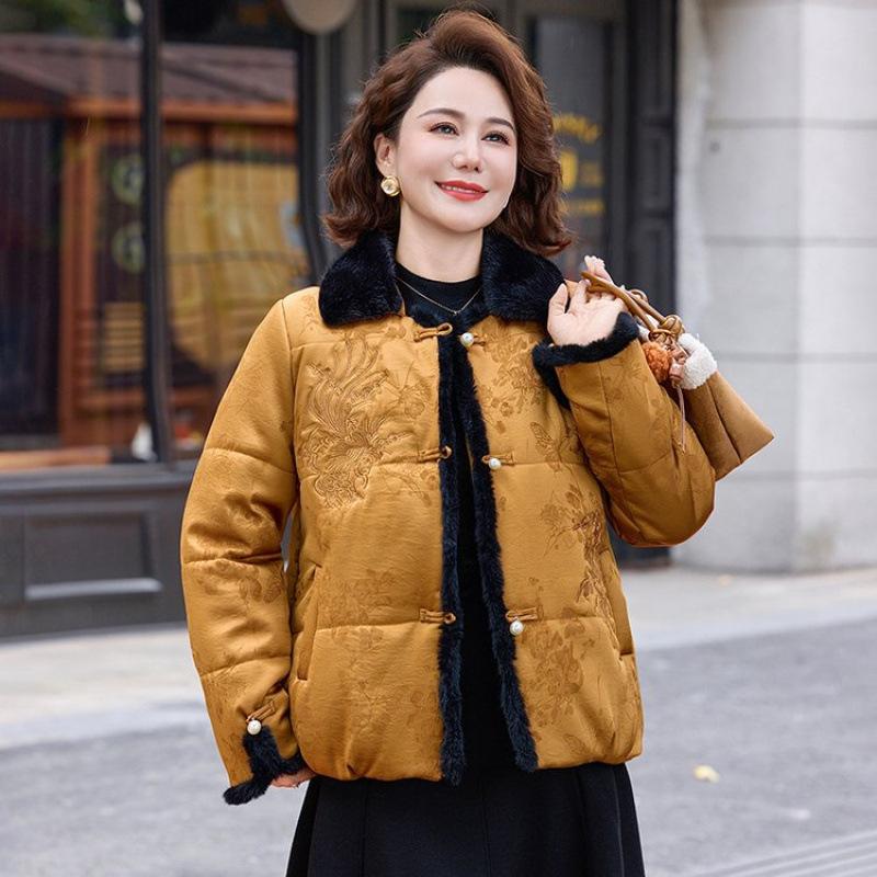 Winter Clothing with Cotton and Thickened Lapel Cotton Clothing Mom Women's Clothing Warm Temperament Cotton-padded Clothing