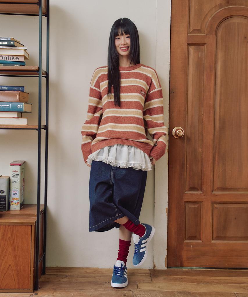 LMR Hairy Stripe Pullover Knit Red