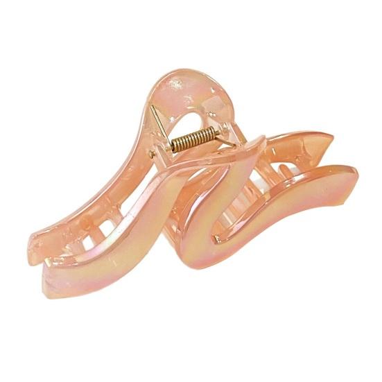 

Hair Claw Large Size Wavy Wide Design Heavy-duty Hair Clip Pearlescent Texture Lightweight No Pressure on Scalp Hair Accessory рожевий