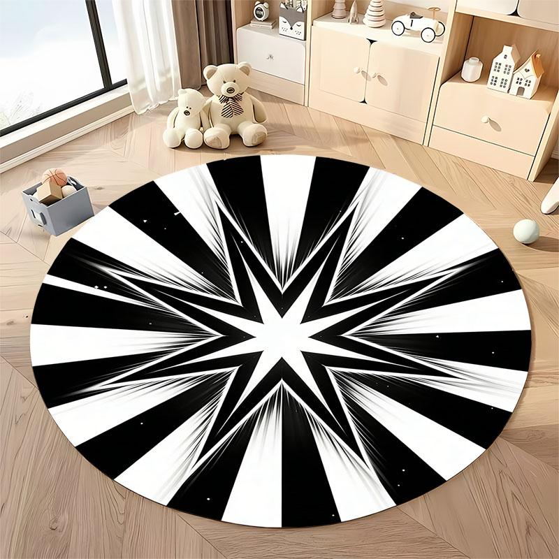 Free shipping Striking Black and White Starburst Circle Rug for Modern Living Spaces round carpet for home sofa bedroom,gift