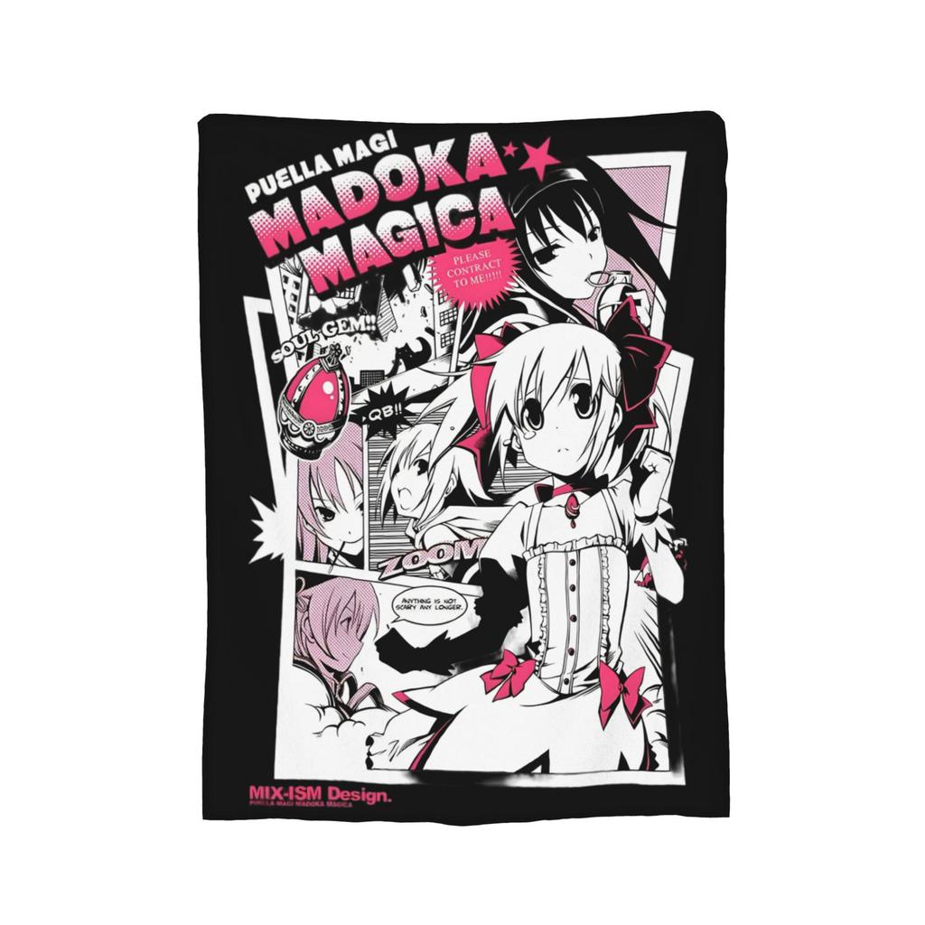 Kyubey Puella Magi Madoka Magica Cute  Coral Fleece Plush Throw Blankets Anime Blanket for Bed Bedroom Ultra-Soft Bedspread,