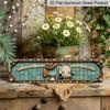 Stylishly Designed Embossed Aluminium Decorative Sign In A European Aesthetic, Whimsical Bathroom Theme with Intricate Golden Borders, Turquoise
