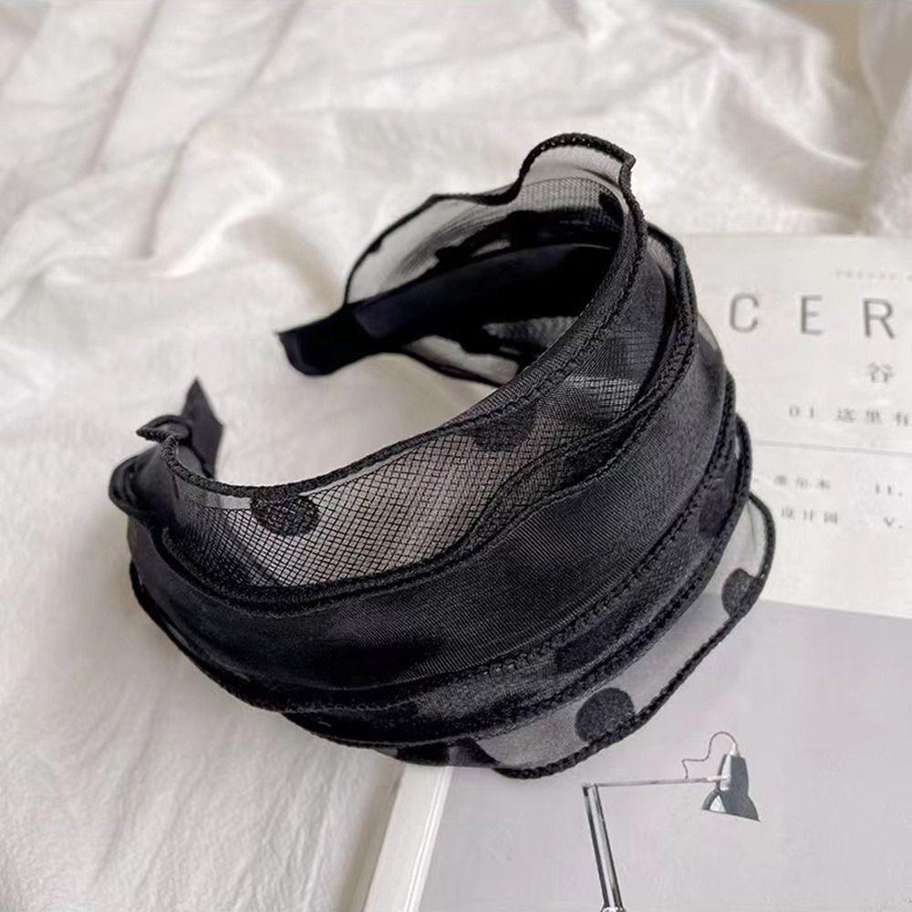 Women Headband Korean Headwear Mother Hair Hoop Mesh Hairbands Fashion Sequin Hair Band