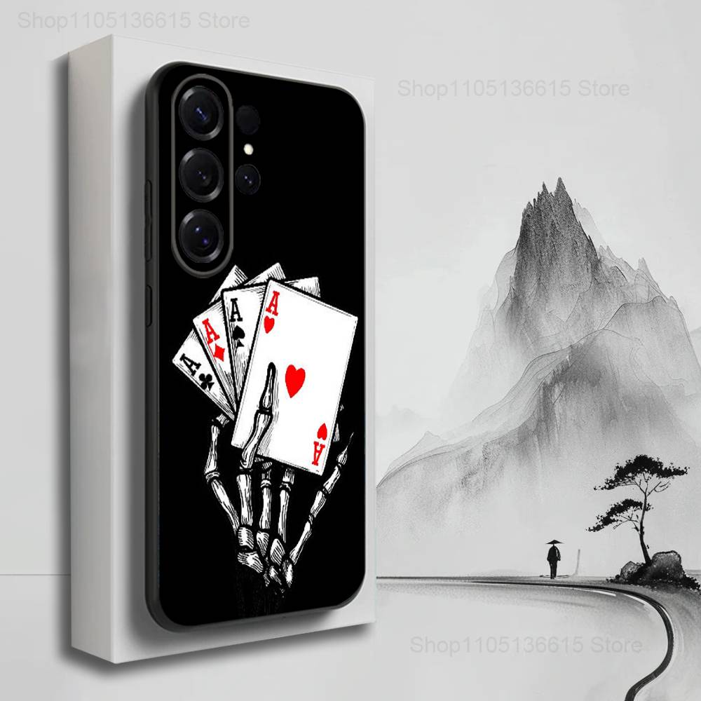 Poker Dream Ace Phone For Samsung S22,S25,S24,S23,Ultra,FE,Plus,S21,S20,S10,S9,Lite,Soft Silicone Black
