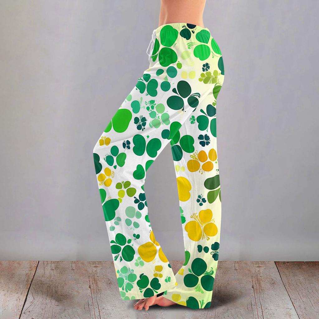 Women's Casual Fashion Comfort Pajama Pants Print Drawstring Pants Full Length Long