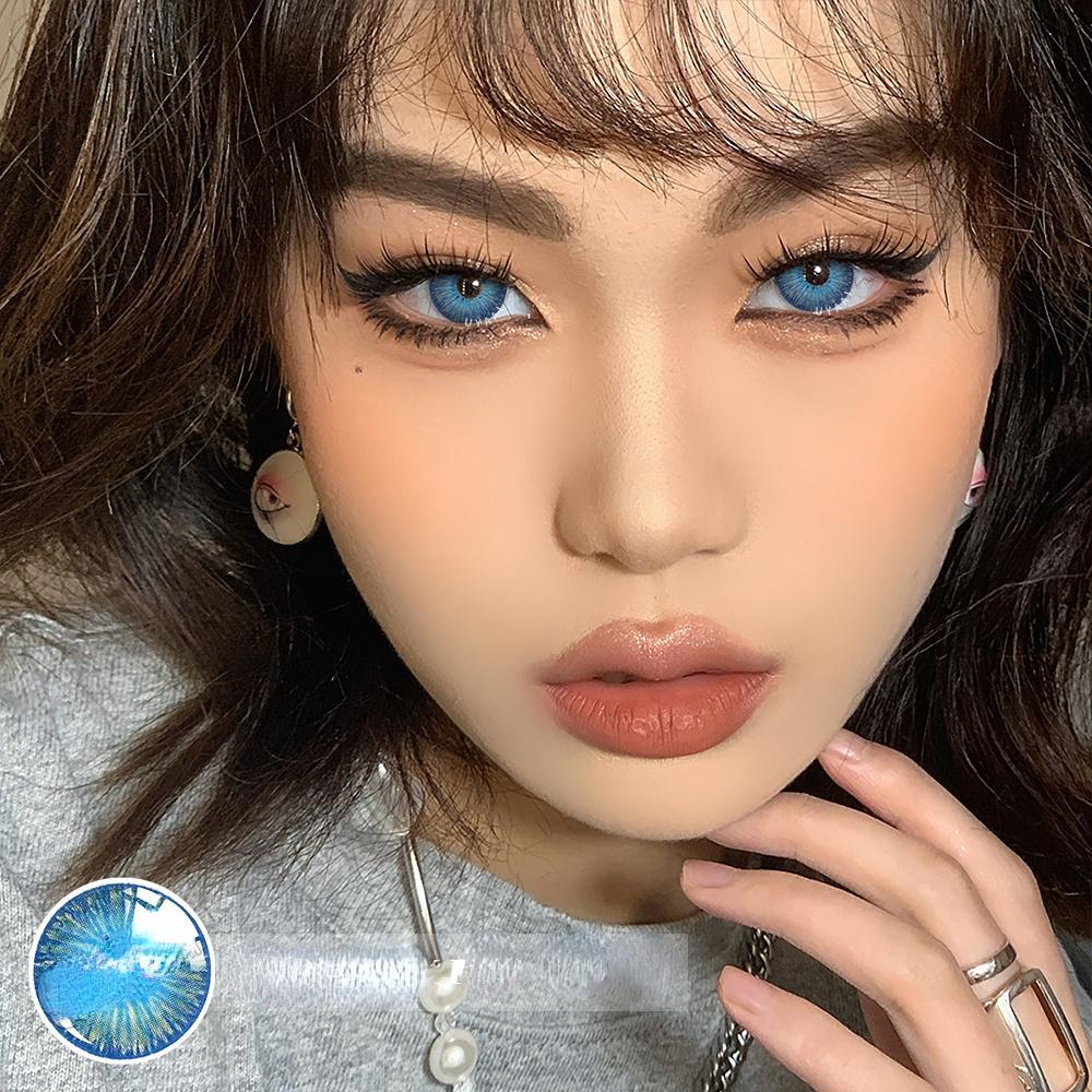 Buy 1 Par (2 pieces)Colored Contact Lenses for Eyes Top Brand Contact Lens New York Blue at