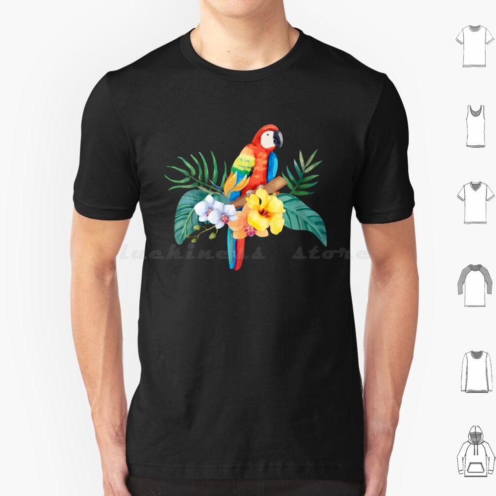 Tropical Parrot T Shirt Cotton Men Women DIY Print Parrothead Buffett Shark Tropical Volcano Parrot Margaritaville Beach