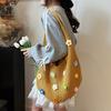 Sac à Bandoulière Bohème au Crochet Sac de Plage Tricoté avec des Fleurs Colorées Sac Cabas Léger Tissé pour Femmes Filles Vacances d'Été Voyage Pique-nique Shopping