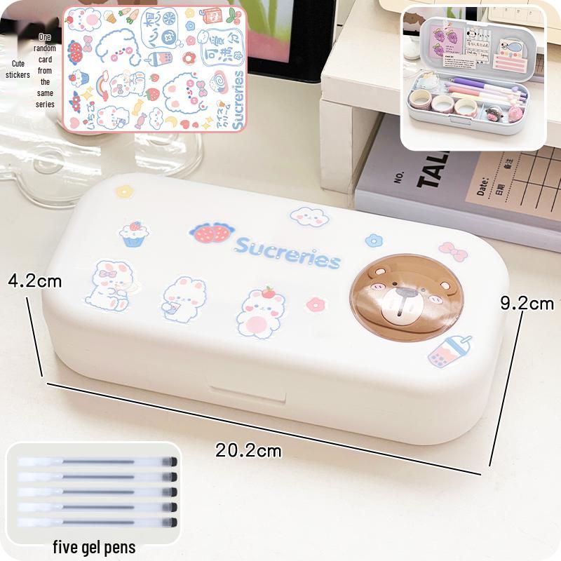 Cartoon Rabbit Pencil Case for Girls - Cute Stationery Storage Box for Elementary School Students