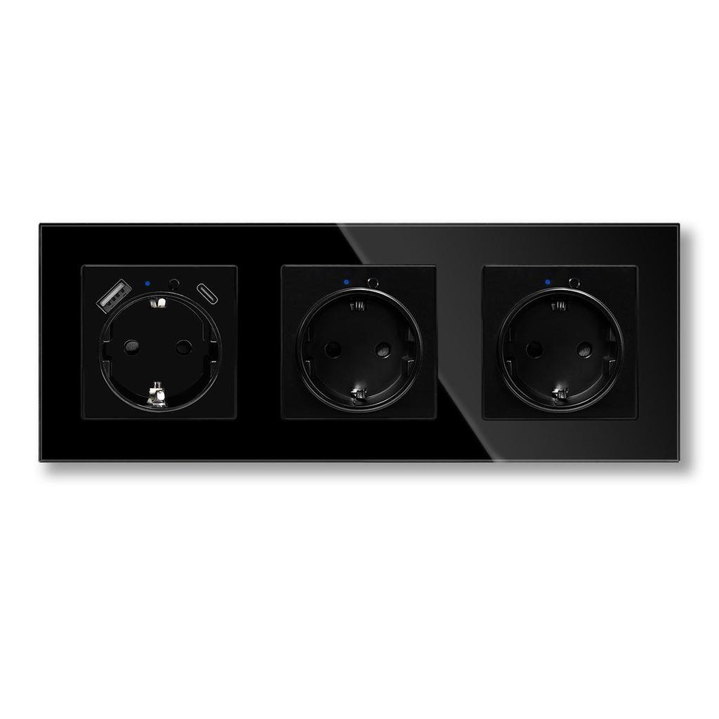 Model 153 Smart WiFi Wall Socket with Tempered Glass Panel - Alice Voice App Compatible