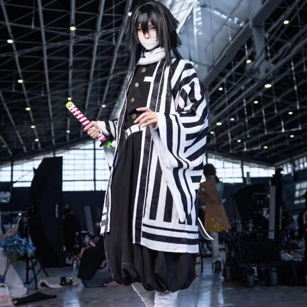 Anime Demon Slayer Kimetsu No Yaiba Iguro Obanai Haori Kimono Cosplay Costume Wig Snake Props White Halloween Costume