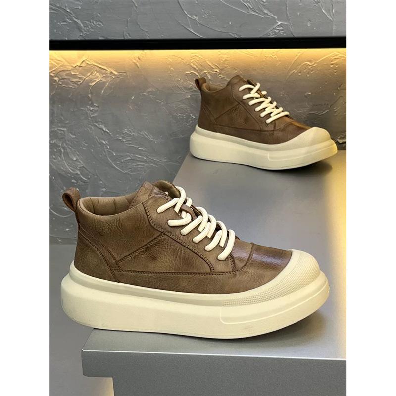 Autumn and Winter Velvet Retro Thick-soled Casual Leather Surface Lace-up Trendy Shoes Premium Sense Zmd