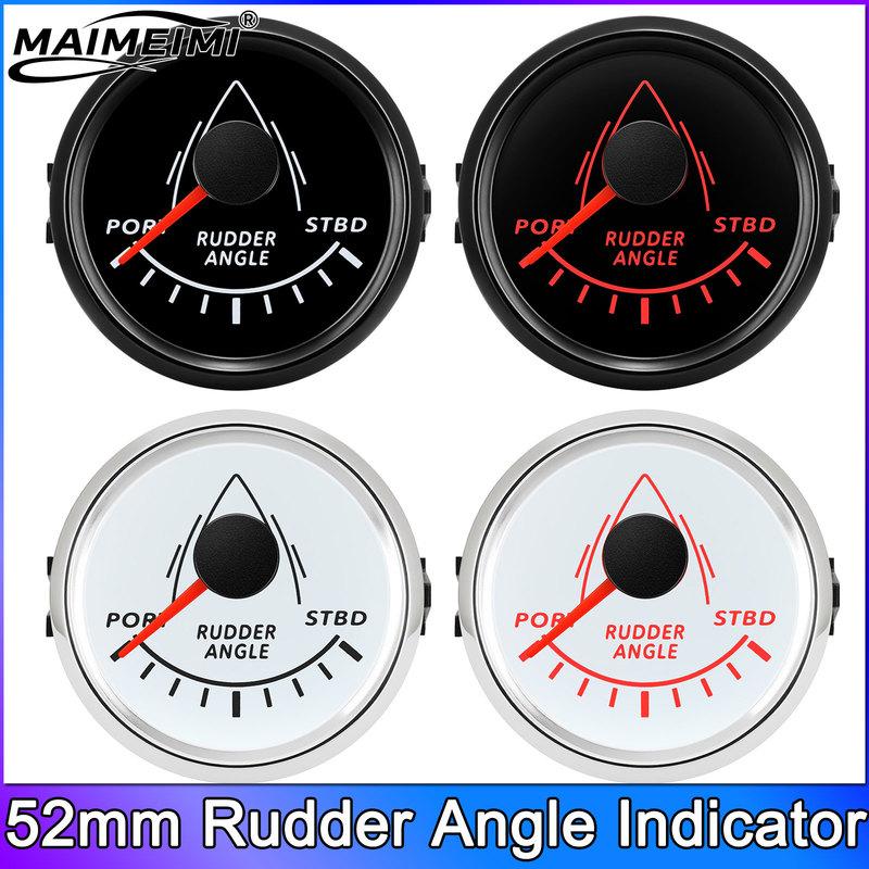 0-190 ohms Universal 52mm Rudder Angle Indicator Gauge 12V 24V with Red Backlight for Marine Boat Yacht Vessel