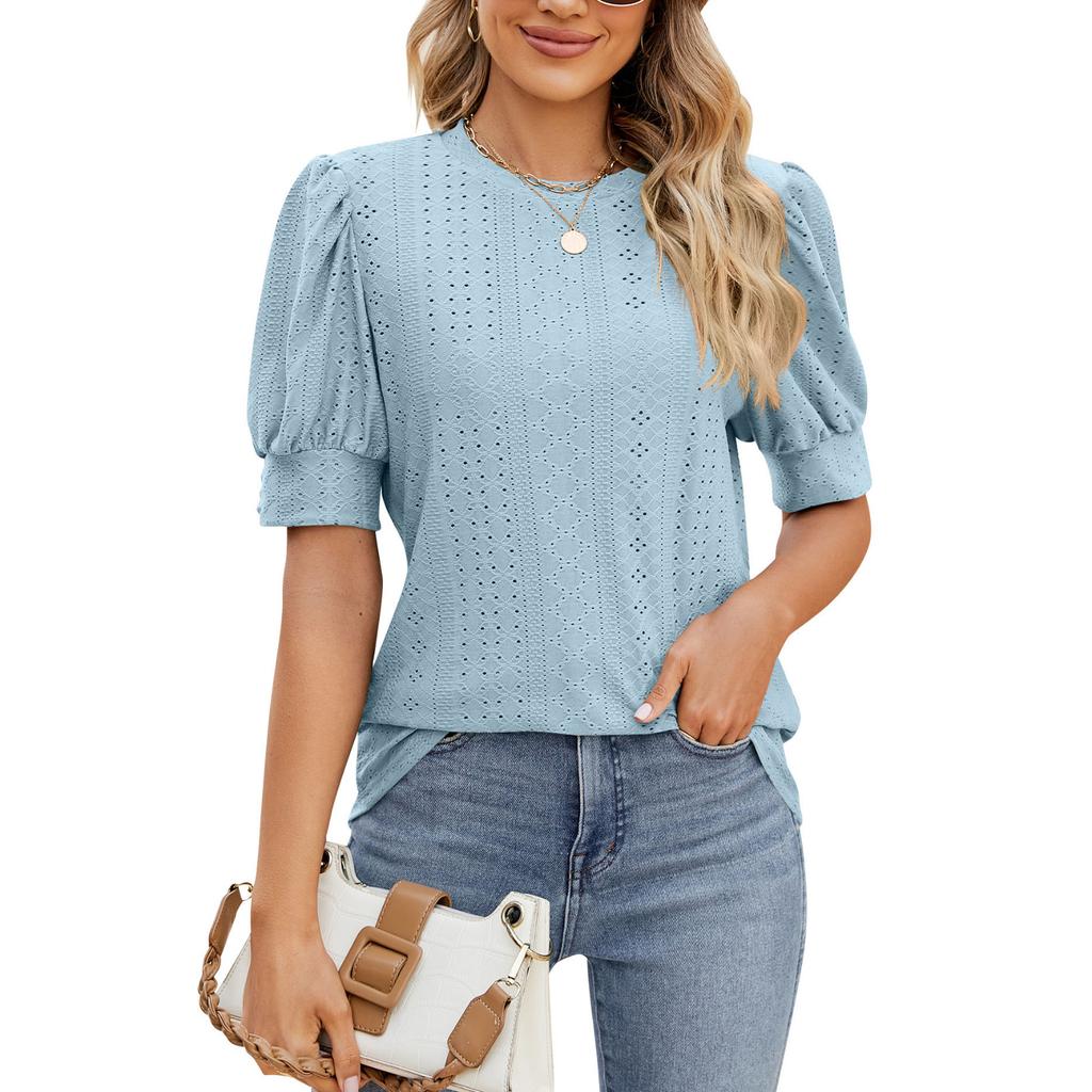 Women's T-Shirts Round Neck Short Sleeves Women's Short Sleeve Tops Dressy Casual Summer Color Fashion Shirts Tunic