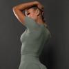 Women's Summer Seamless Ruched T-Shirt Yoga Suit - High Elastic Short Sleeve for Running and Fitness