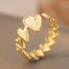 Heart‑Connect‑Heart Open Stainless‑Steel Ring, Cold‑Tone Versatile High‑End Women Ring