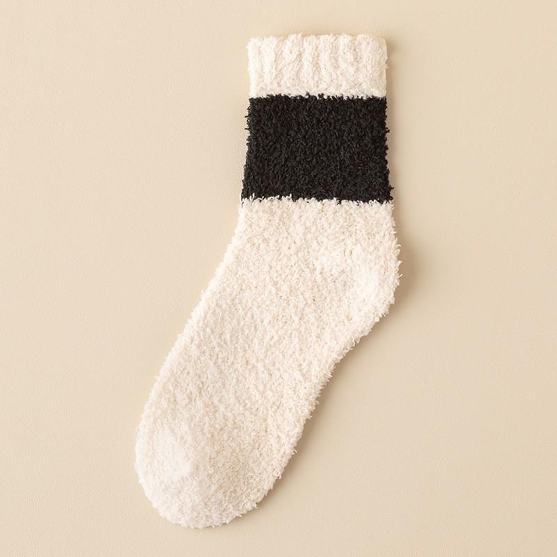 Socks Men'S Medium Tube Socks Season Fleece Thickened Warm Coral Fleece Socks Men'S Home Sleeping Floor Socks