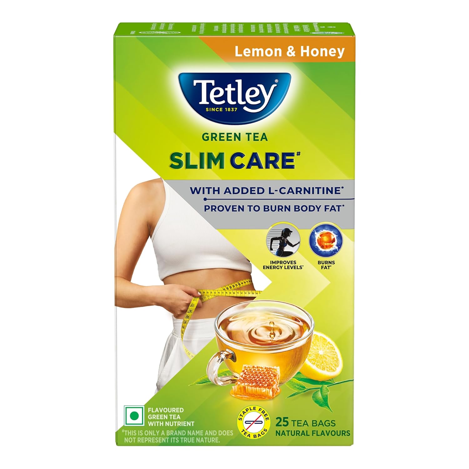 

Чай зеленый Tetley Slim Care с L-карнитином, вкус лимона и меда, низкокалорийный, богатый антиоксидантами, 25 чайных пакетиков без скоб