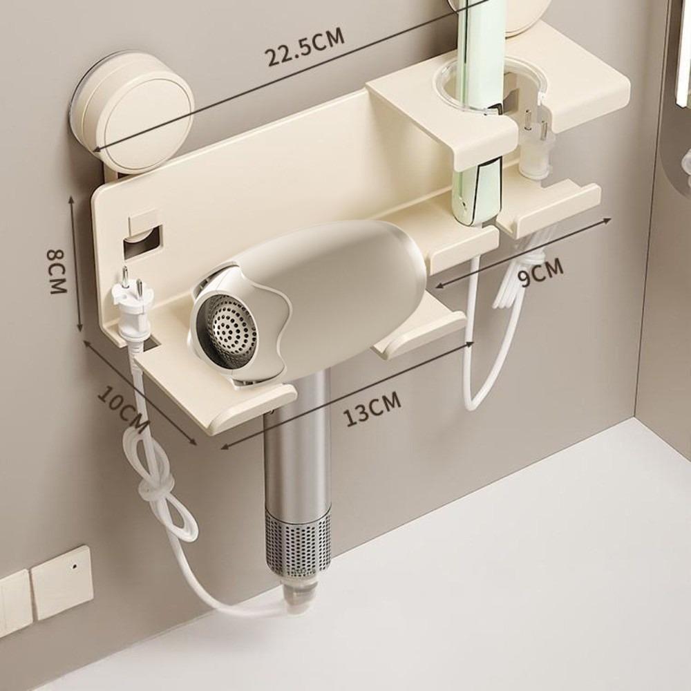 No-Drill Bathroom Organizer Suction Cup Storage Rack Simple Hair Dryer Holder  Household