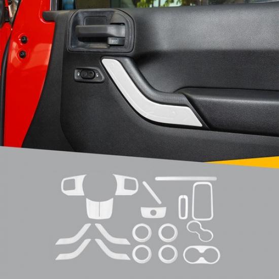 18x Inner Accessory Full Set Decor Trim Cover For Jeep Wrangler JK 2011-17 White