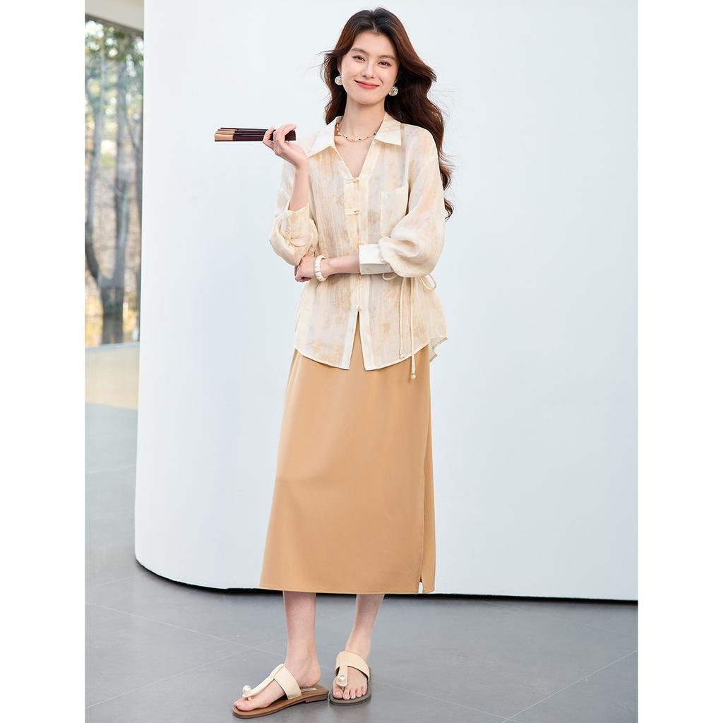 26 New Style [Sunshade Shirt Top+Strap Dress Two Piece Set] Summer Dress Set Premium Women's Set