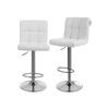 SONGMICS Set of 2 Bar or Kitchen Stools in Faux Leather, Adjustable and 360 degrees Swivel, with Backrest and Footrest, Chromed Steel Structure, White