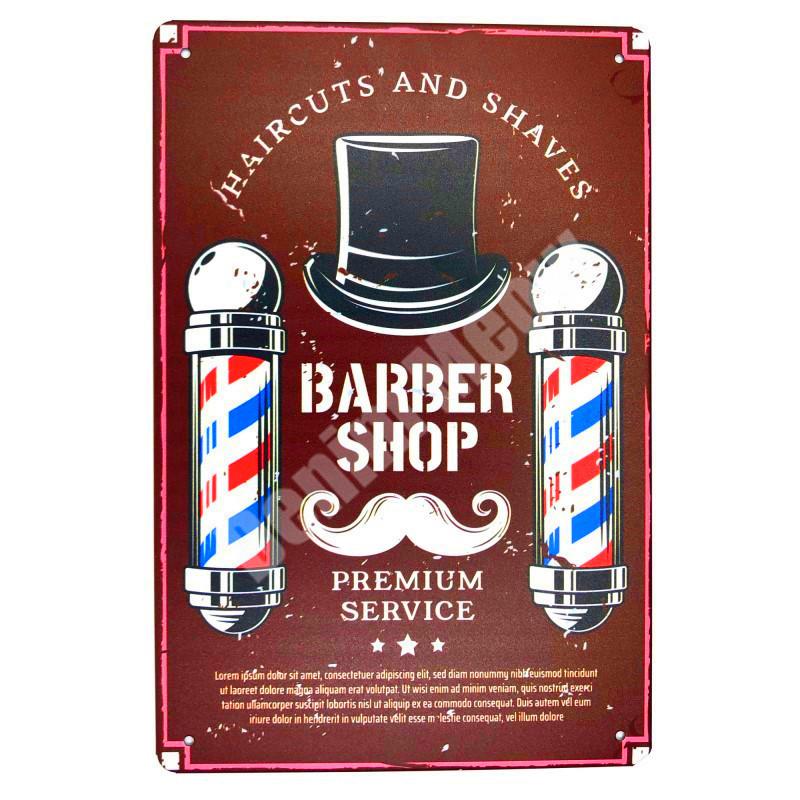 Haircut & Shave Retro Metal Plates Pub DecorationAdvertising Barbershop Wall Stickers Top Hairstyle Art Plaque Home Decor