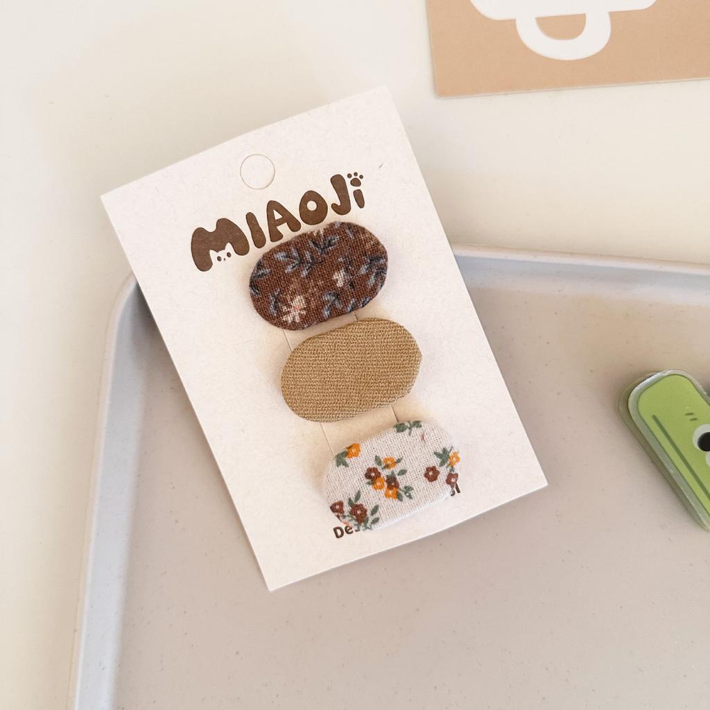 Mode Coréenne 3pcs Filles Couleur Unie Floral Épingle à Cheveux Tissu Pois Pinces à Cheveux pour Enfants Mignon Frange Pince Latérale Jolis Accessoires pour Cheveux