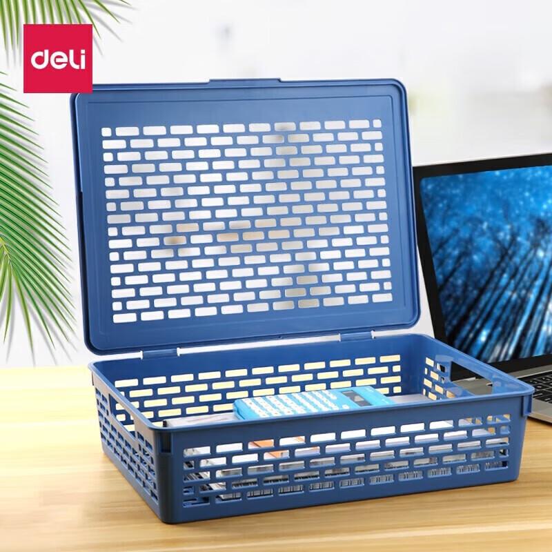 Deli 923 Blue Lidded Plastic File Basket