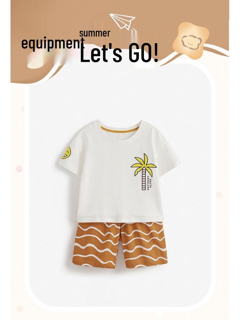Malwee Boys' Summer Outfit: Stylish T-shirt & Shorts Set for Kids - European & American Design