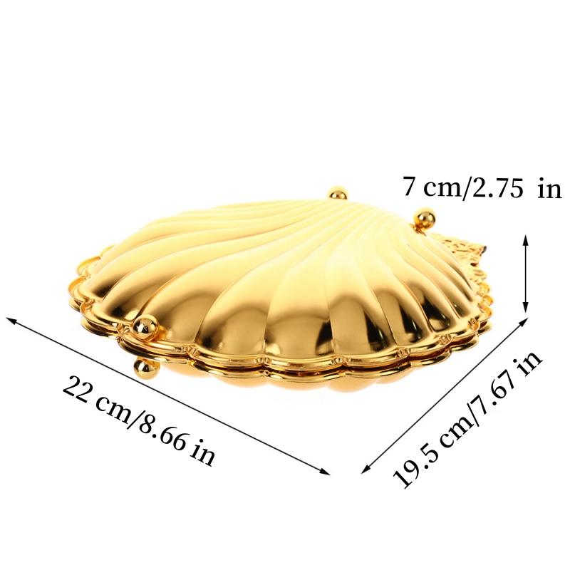 European Fruit Plate, Alloy Household Shell Shape Open Plate, Gold Niche Retro Snack Plate, Home Tabletop Living Room Decoration