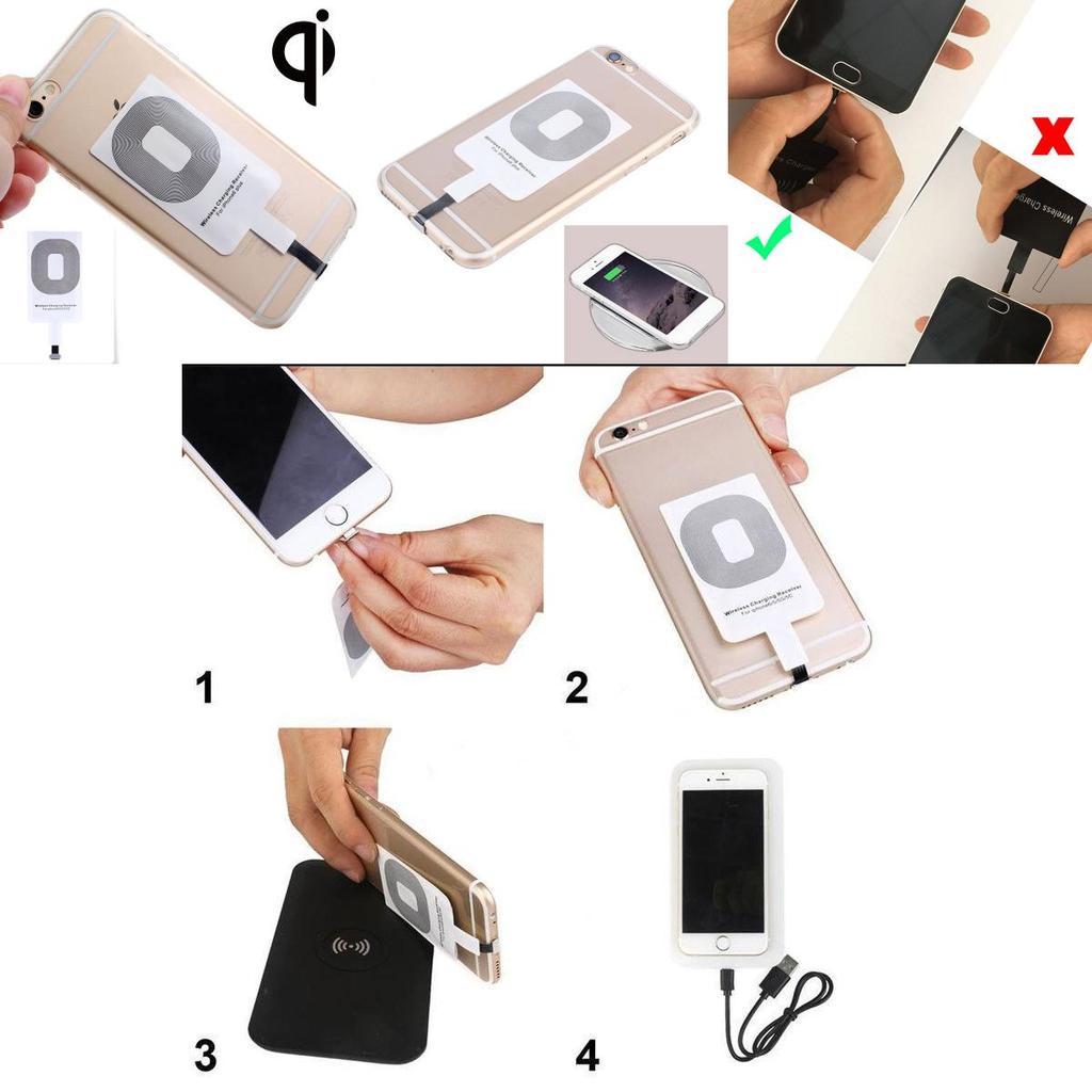 Wireless Qi Charger Adapter Charging Receiver For Iphone Samsung Typec Andriod