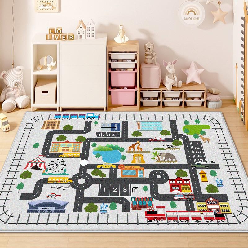 Children Traffic Road Play Living Room Carpet Decoration Home Non-slip Soft Rug Bedroom Bedside Foldable Plush Floor Mat Tatami