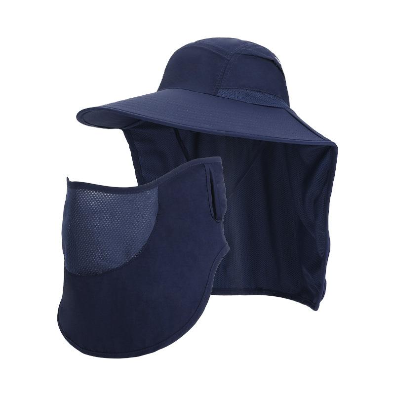 Summer Big Eaves Shawl Sun Hat Face Mask Bucket Hat Men and Women Outdoor Mountaineering Fishing Breathable Sun Protection Hat