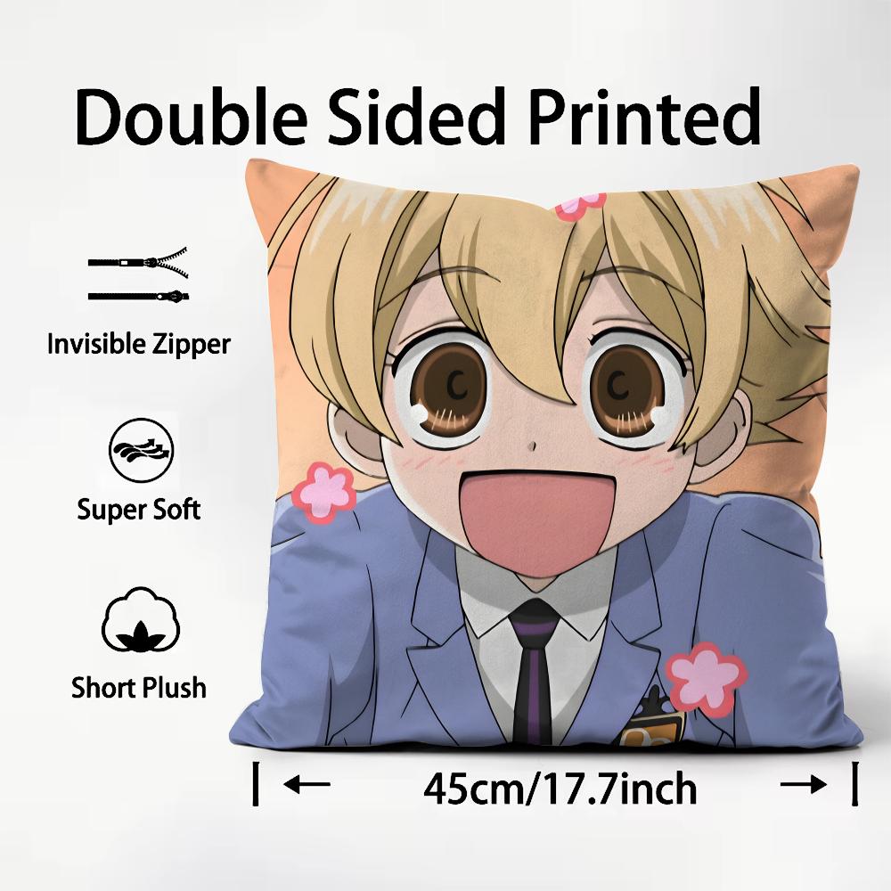 O-Ouran High S-School Host Club Cushion Cover Home & Car Multi-Scene Pillow Cover - Reversible, Soft & Durable For Daily Use