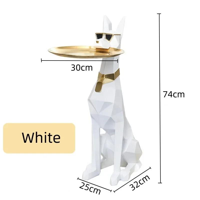 Chic Doberman Figurine Large Interior Side Table Puppy Sculpture Doorway Key Wallet Jewelry Storage Tray Living Room Decoration