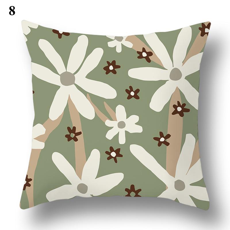 Nordic Style Throw Pillowcase Dark Green  Geometric Leaf  Sofa Car Decoration Cushion Cover Home Decor