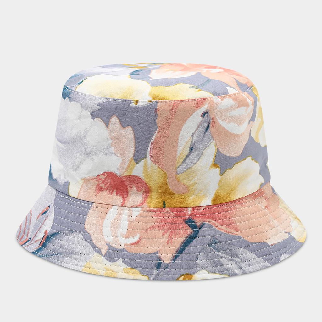 Women's Foldable Bucket Hat Flower Pattern Wide Brim Sunshade Spring Summer Outdoor Sunhat for Protection