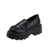 Inner height increase small leather shoes women's spring new single shoes platform sole small high heel thick heel one heel