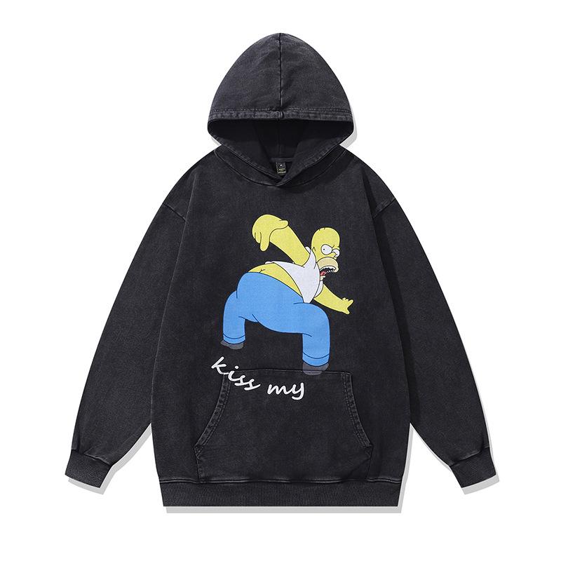 Amerikanischer Retro Fried Color Kapuzenpullover Billie Digitaler Direktdruck Gewaschener Reiner Baumwoll-Hoodie Herren